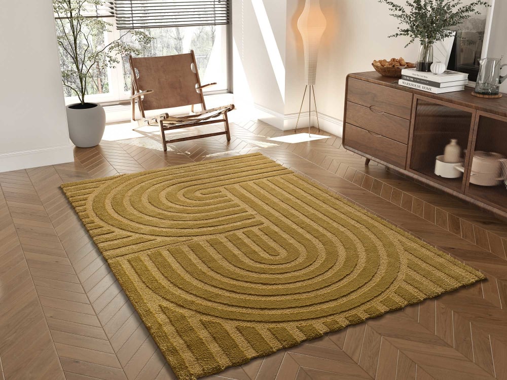 Tapis à relief scandinave moutarde 80x150 cm — vue 3