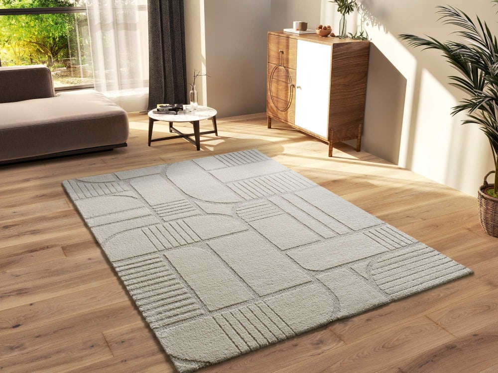 Tapis à relief scandinave blanc/beige 120x170 cm — vue 3