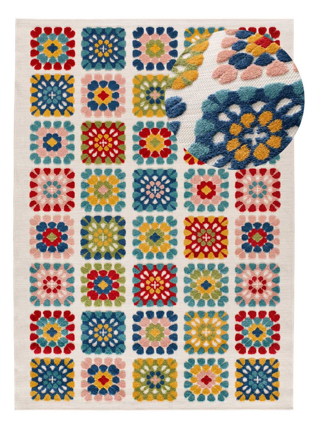 Tapis d'extérieur a relief multicolore 120x170 cm