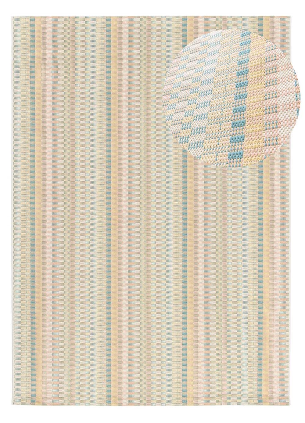 Tapis d'extérieur à rayures beige/vert/rose 120x170 cm