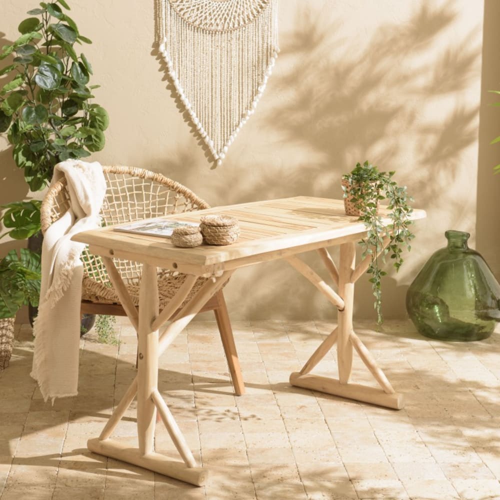 Bureau 120x60cm en branches de teck naturel