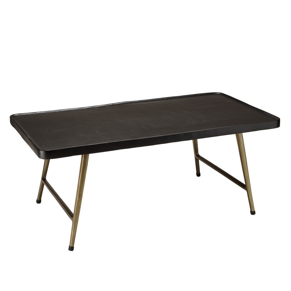 MACABANE Rechteckiger Couchtisch aus Aluminium, schwarz und goldfarben style exotic - Aluminium