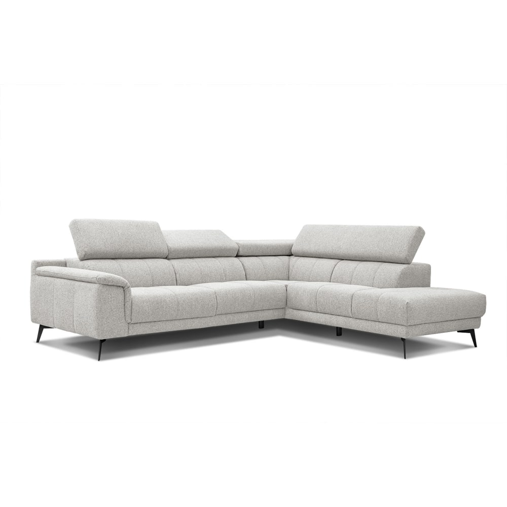 Wozimo Ecksofa 5-Sitzer mit verstellbare Kopfstützen, beige style industrial - Holz