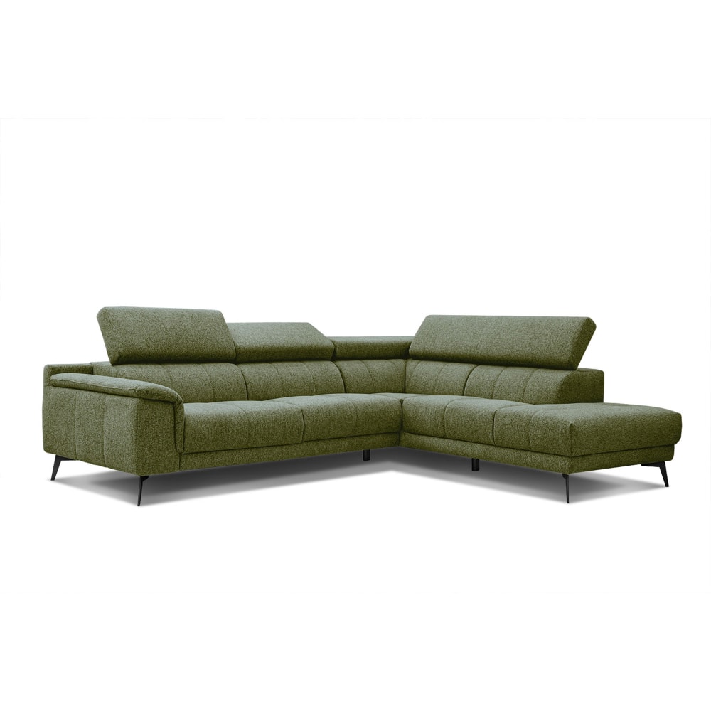 Wozimo Ecksofa 5-Sitzer mit verstellbare Kopfstützen, grün style industrial - Holz