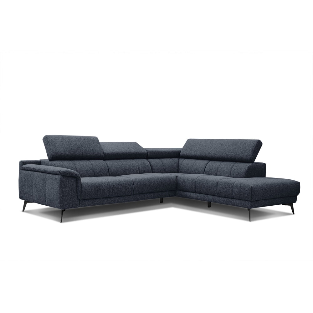 Canapé d’angle 5 places avec appuie-tête réglables, bleu