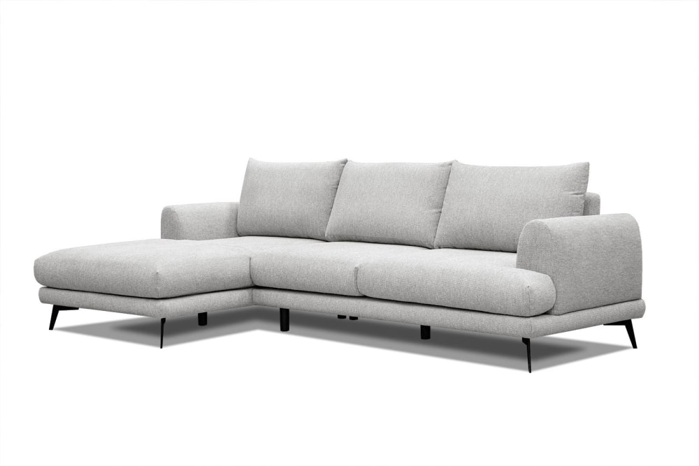 Canapé d'angle gauche 4 places  tissu beige clair