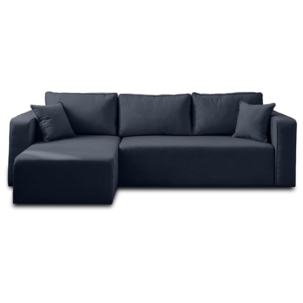 Canapé d'angle réversible convertible 4 places en tissu bleu