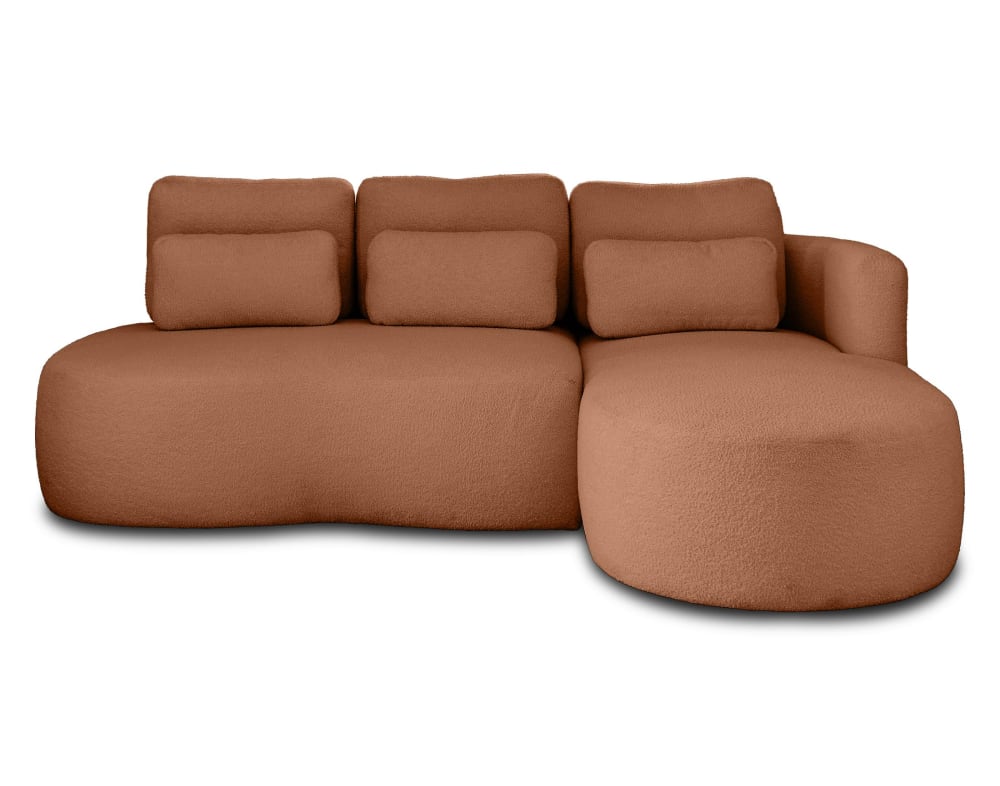 Canapé d'angle droit convertible 4 places en tissu bouclette rouille - Maisons du Monde