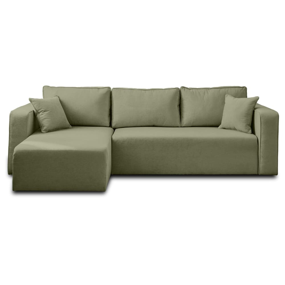 Canapé d'angle réversible convertible 4 places en tissu vert