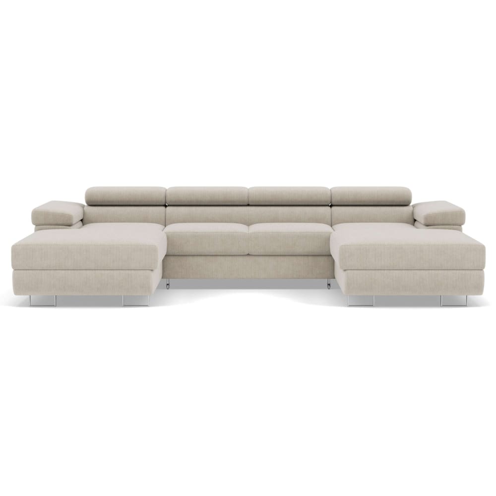 Canapé panoramique 7 places En U en Velours côtelé Beige