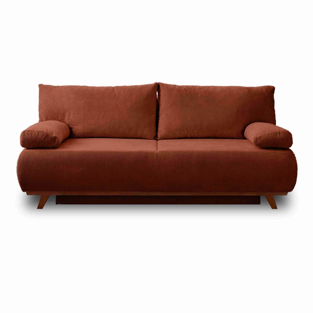 Canapé droit convertible 3 places en velours texturé terracotta