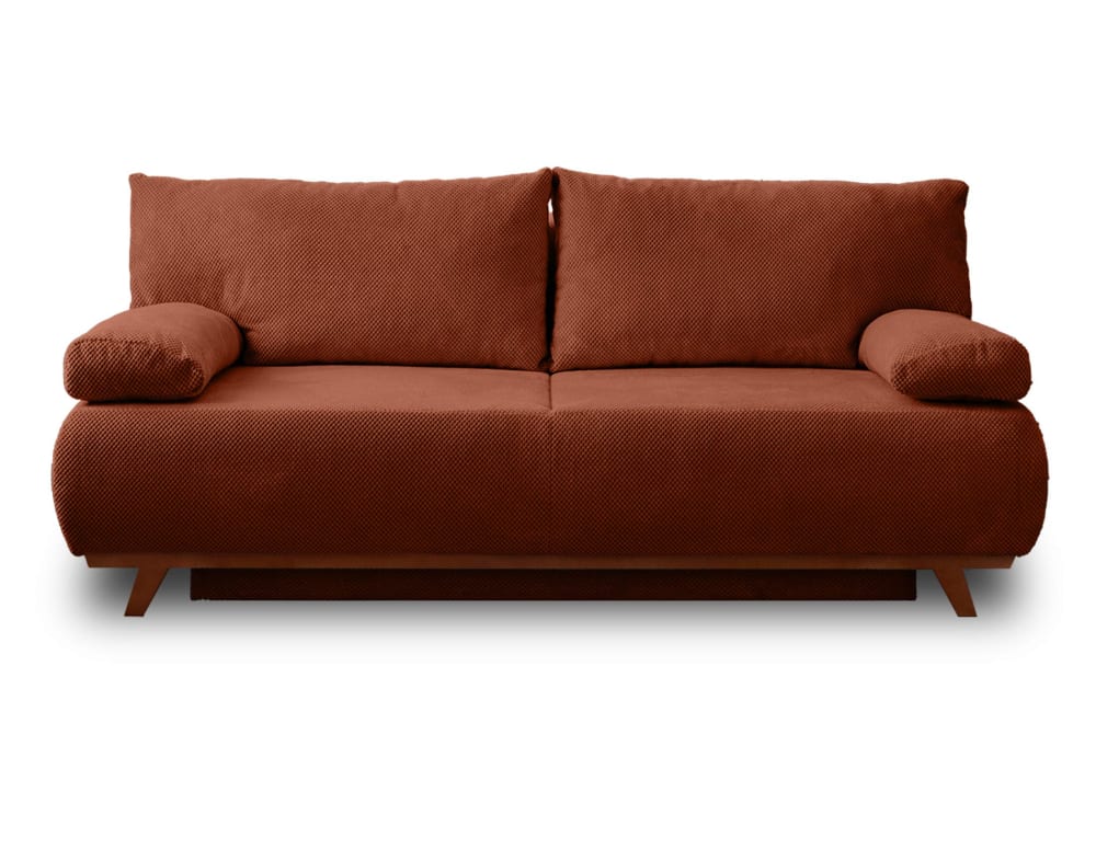 Canapé droit convertible 3 places en velours texturé terracotta - Maisons du Monde
