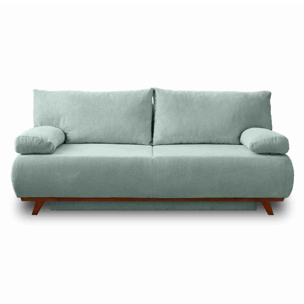 Canapé droit convertible 3 places en velours texturé bleu