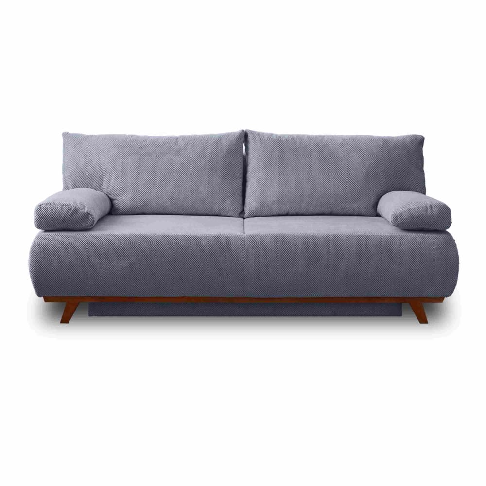 Canapé droit convertible 3 places en velours texturé bleu grisé