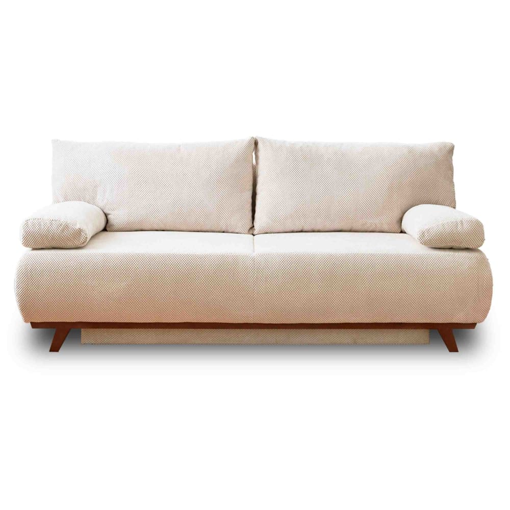 Canapé droit convertible 3 places en velours texturé beige