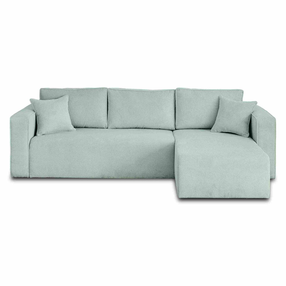 Canapé d'angle réversible convertible 4 places en velours texturé bleu