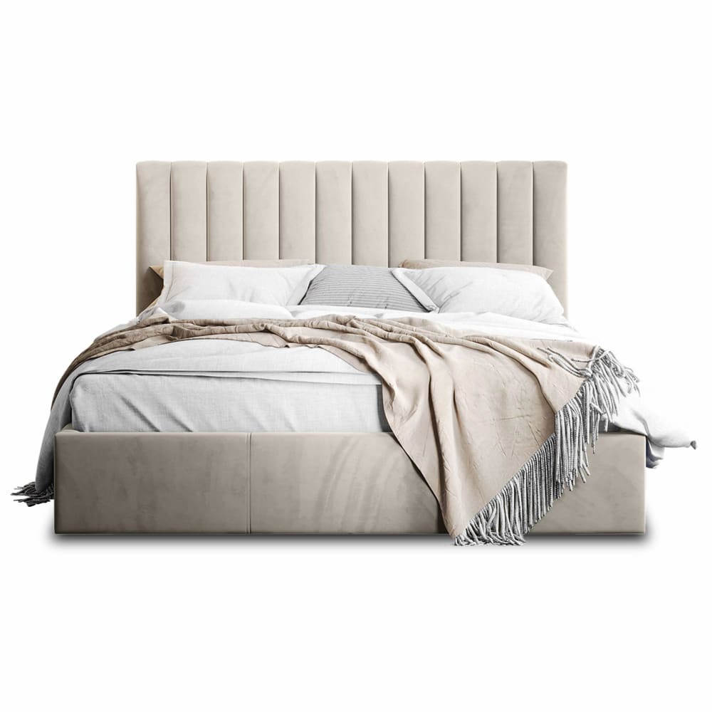 Lit coffre   140x200   sommier inclus  beige
