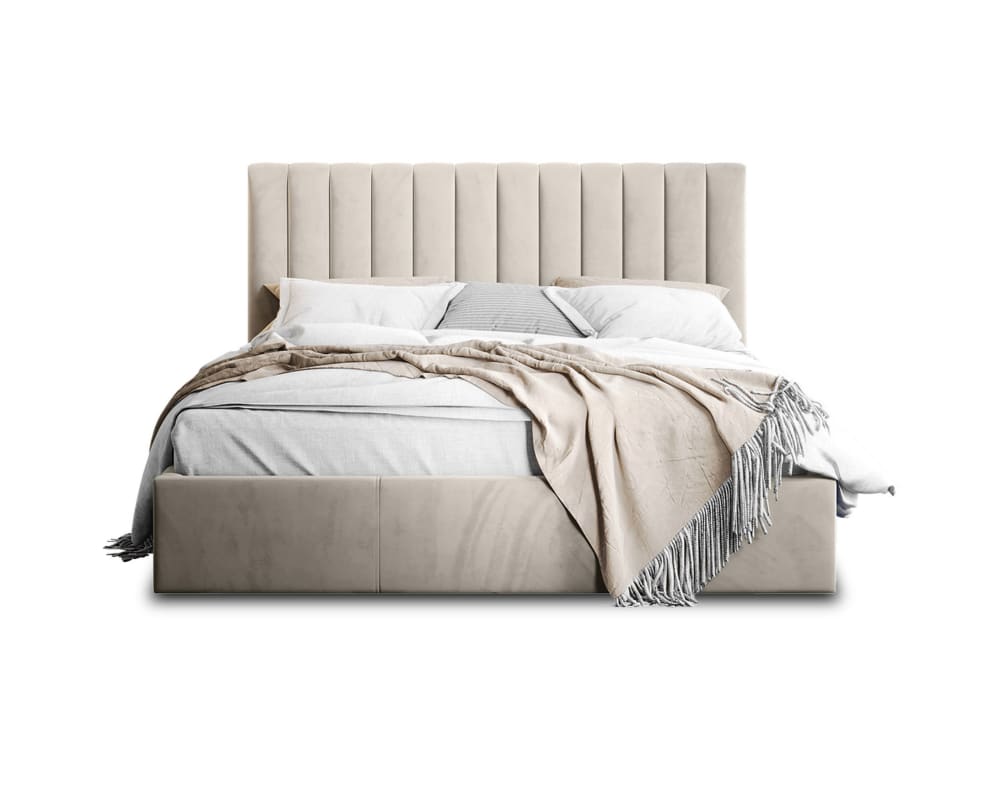 Lit coffre 140x200 sommier inclus beige - Maisons du Monde