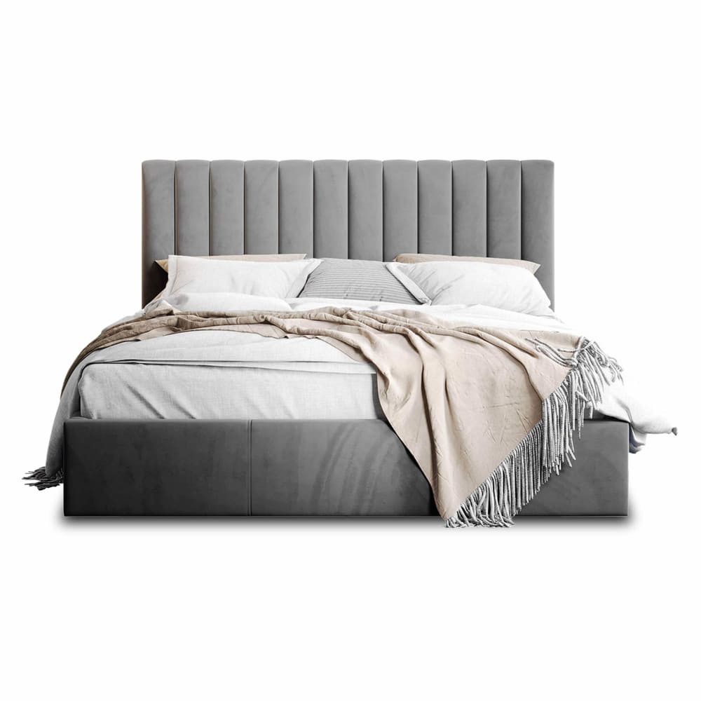 Lit coffre 140x200 sommier inclus gris — Beyit