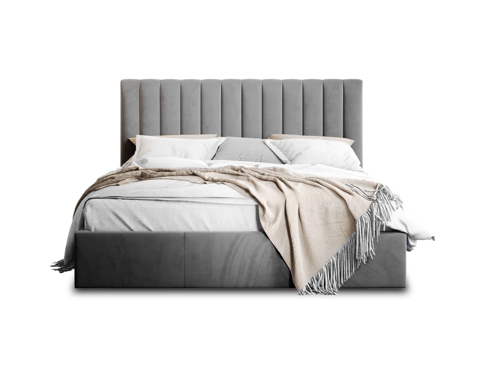 Lit coffre 140x200 sommier inclus gris - Maisons du Monde