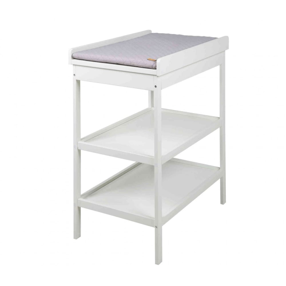 Table à langer 2 étagères en bois blanc matelas à langer gris roba