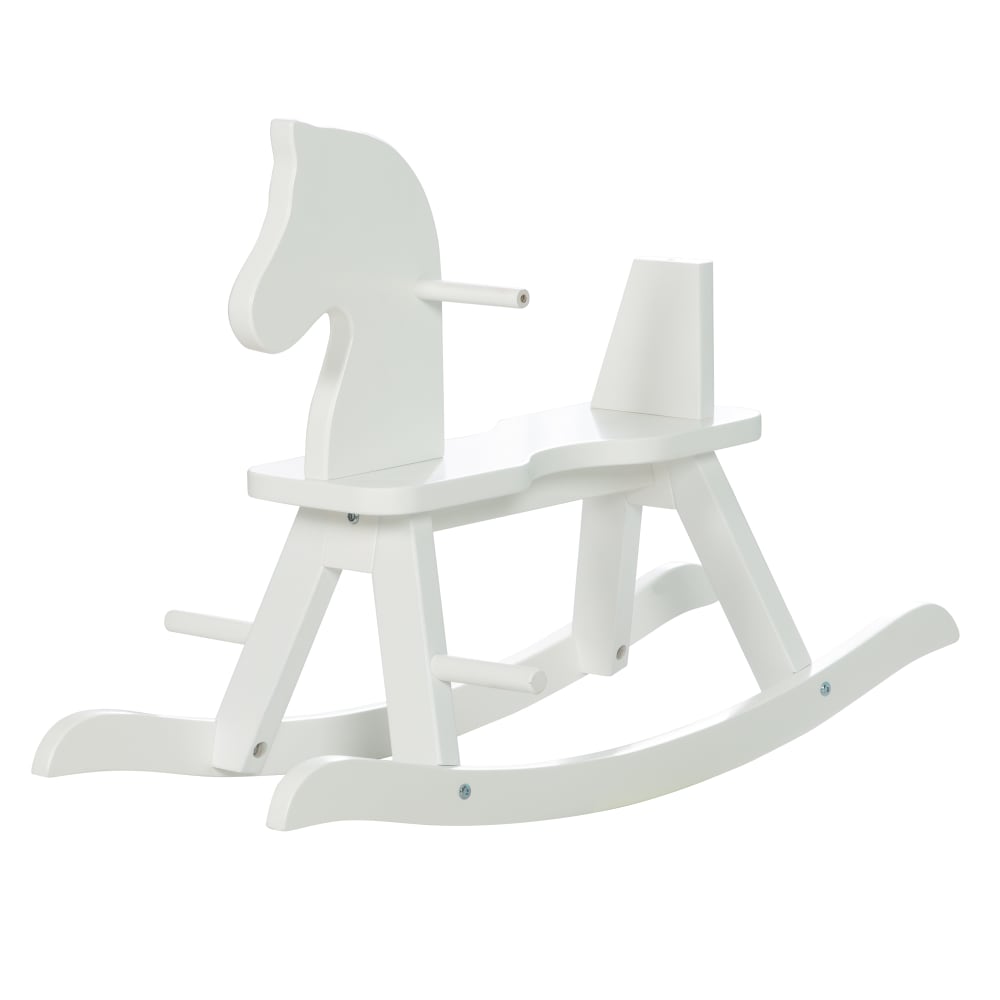 Cheval à bascule avec arceau de sécurité amovible en bois blanc