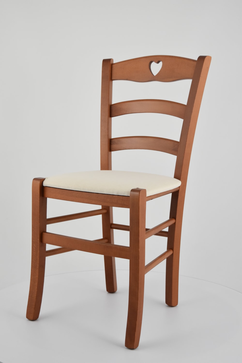 4er Set Stühle aus Buchenholz mit Stoff-Sitz, Kirschbraun und