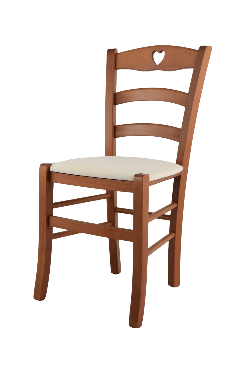T M C S Stuhl aus Buchenholz mit Stoff-Sitz, Kirschbraun und Beige style landhaus - -