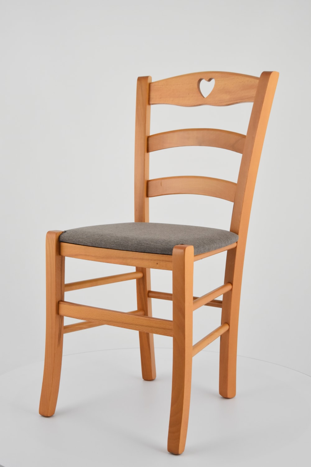 Stuhl aus Buchenholz mit Stoff-Sitz, Honigfarbe und Braun -