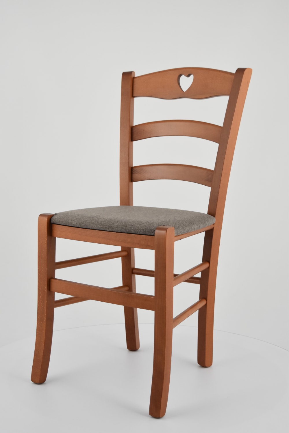 Stuhl aus Buchenholz mit Stoff-Sitz, Kirschbraun und Braun -