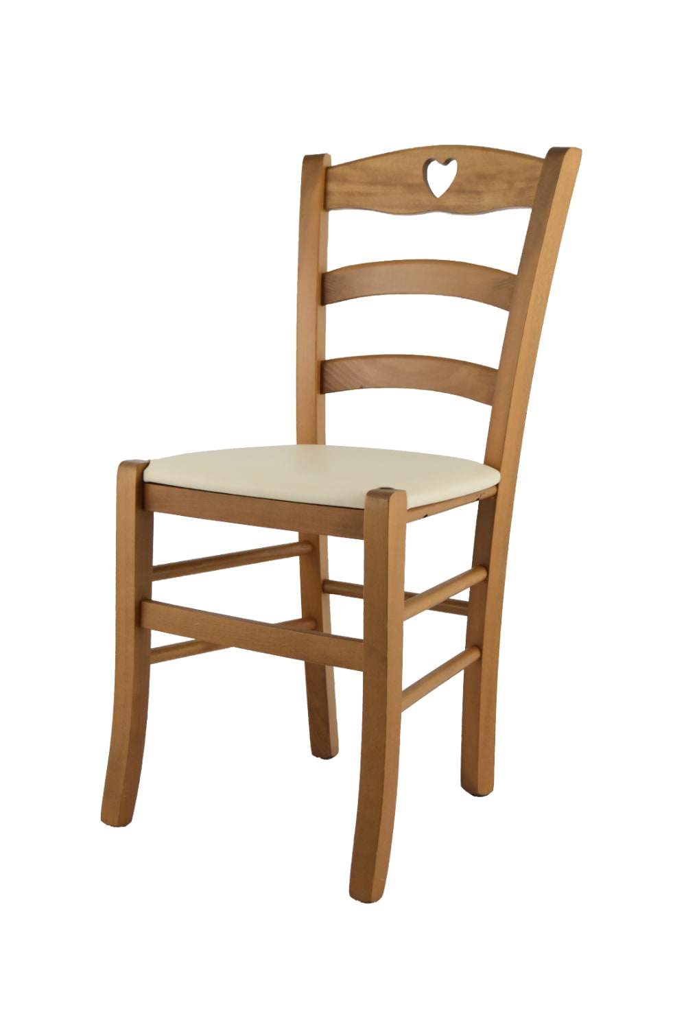 T M C S Stuhl aus Buchenholz mit Kunstleder-Sitz, Eichenbraun und Beige style landhaus - -