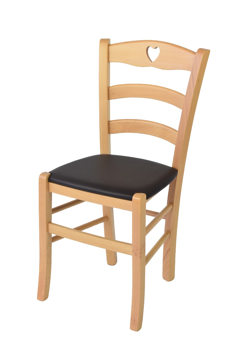T M C S Stuhl aus Buchenholz mit Kunstleder-Sitz, Naturfarben und Braun style landhaus Braun
