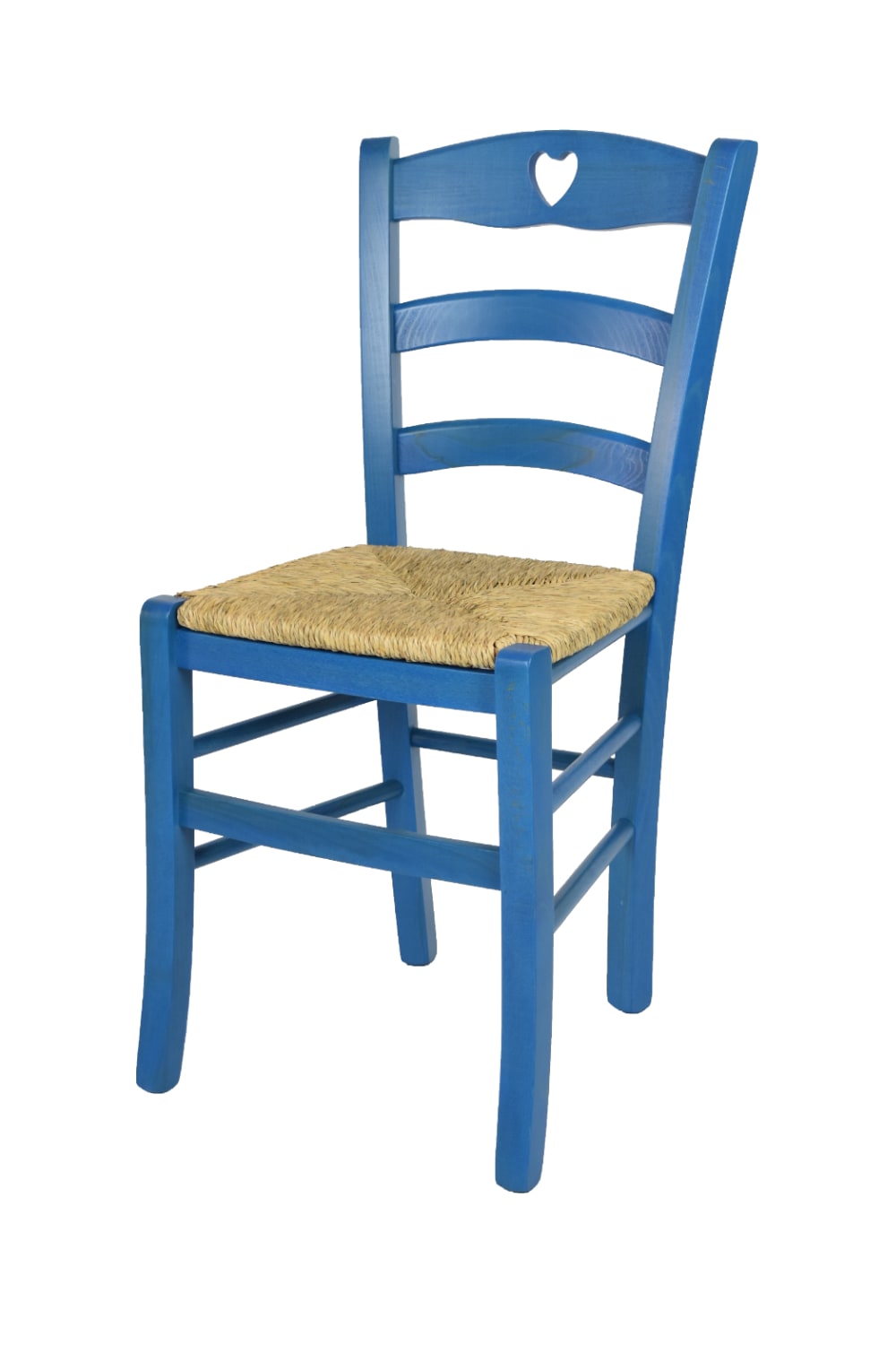 T M C S Stuhl aus Buchenholz mit Strohsitz, Anilinfarbe Blau style landhaus Blau
