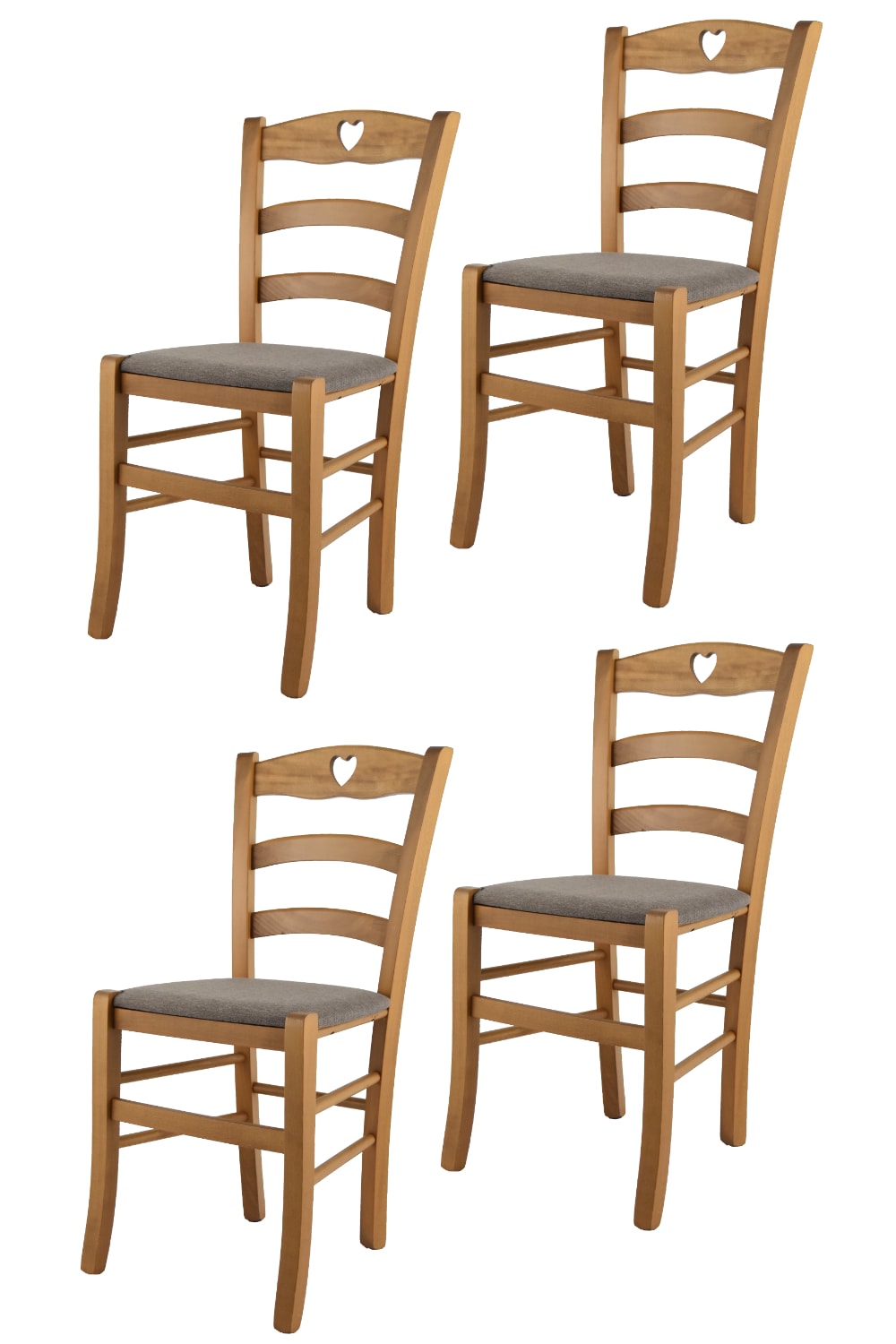 T M C S 4er Set Stühle aus Buchenholz mit Stoff-Sitz, Eichenbraun und Braun style landhaus - -