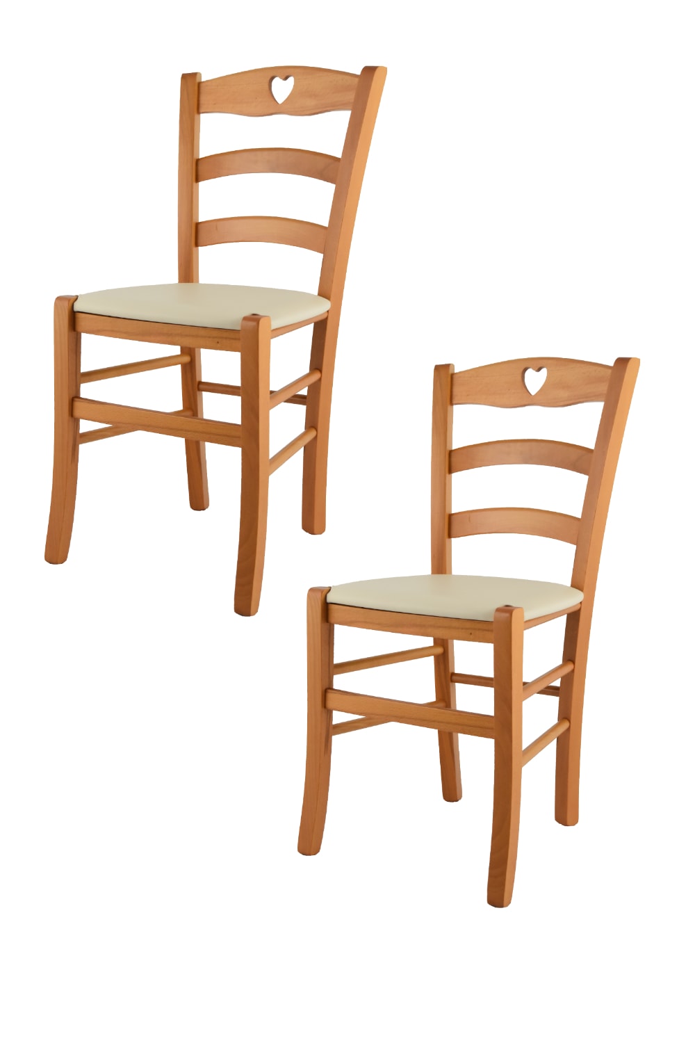 T M C S 2er Set Stühle aus Bucheholz mit Kunstleder-Sitz, Honig und Beige style landhaus Braun