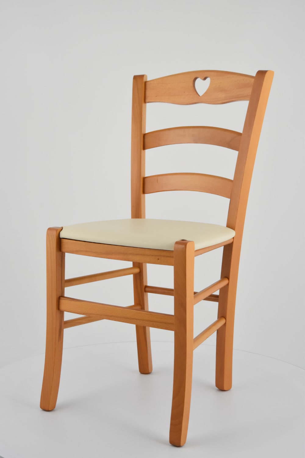 2er Set Stühle aus Bucheholz mit Kunstleder-Sitz, Honig und Beige