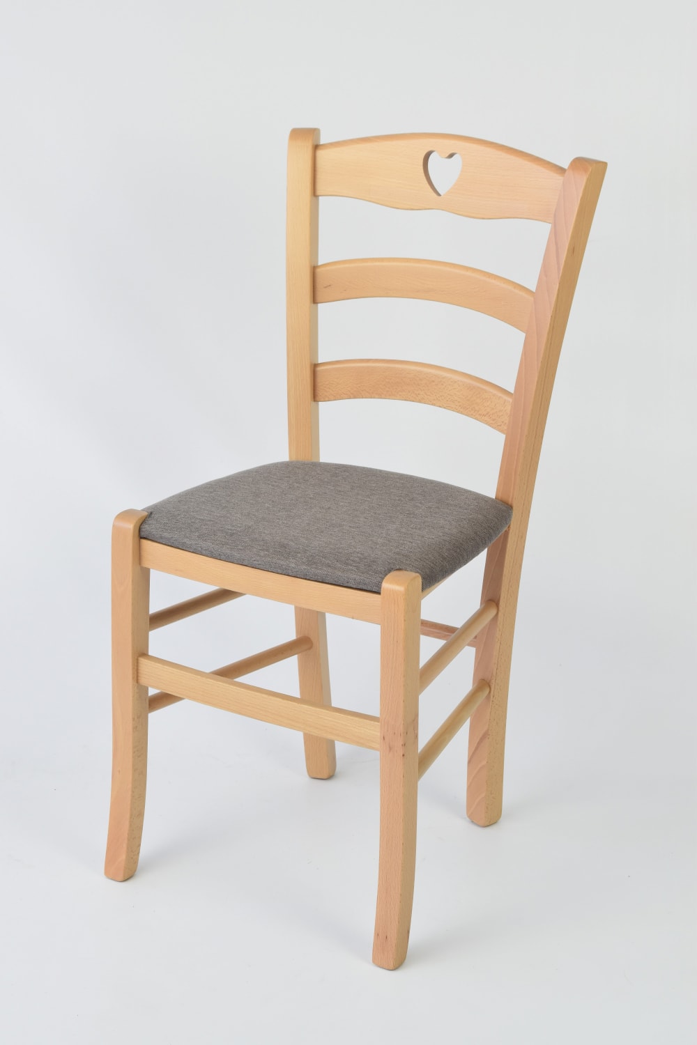 4er Set Stühle aus Buchenholz mit Stoff-Sitz, Naturfarben und