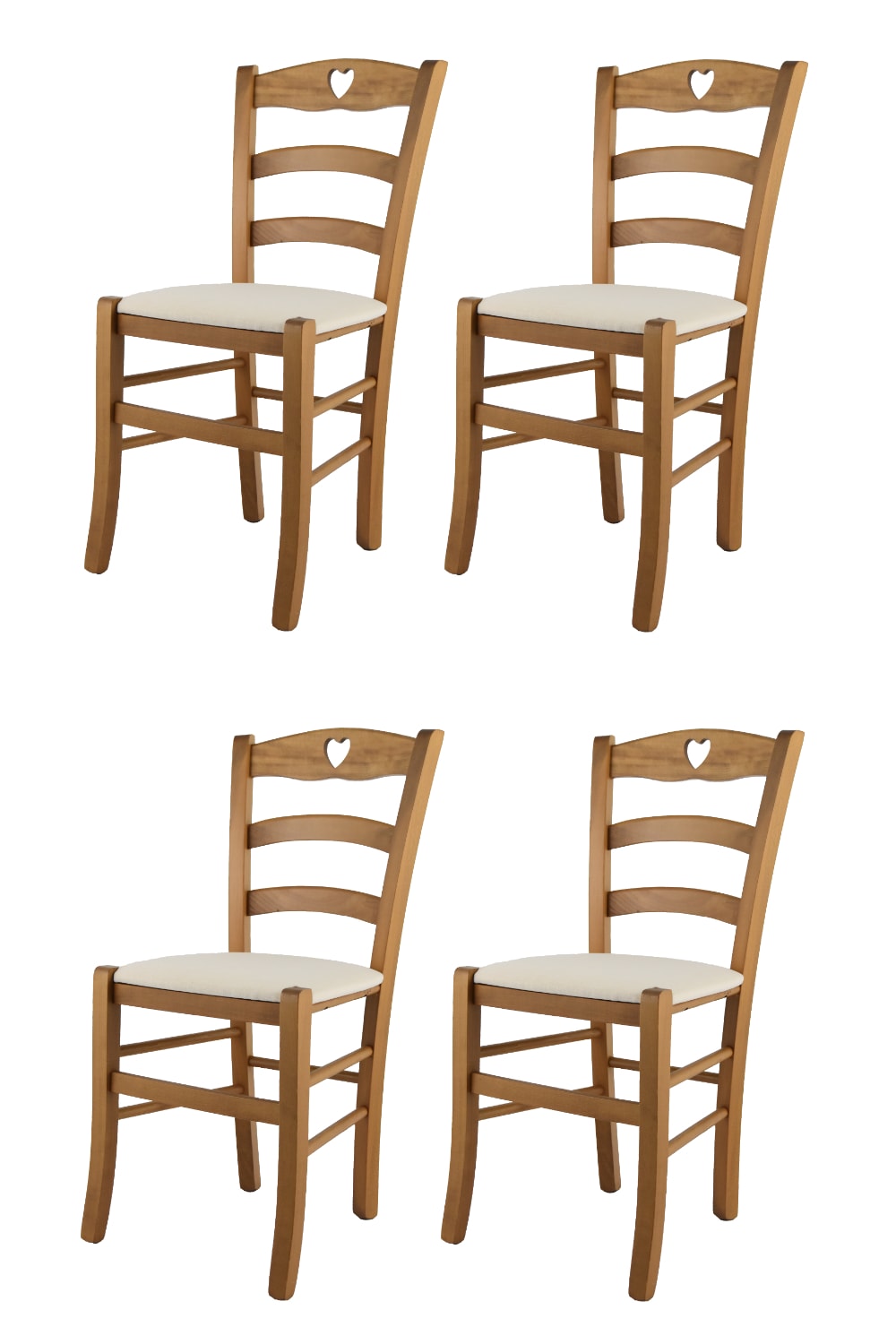 T M C S 4er Set Stühle aus Buchenholz mit Stoff-Sitz, Eichenbraun und Beige style landhaus - -