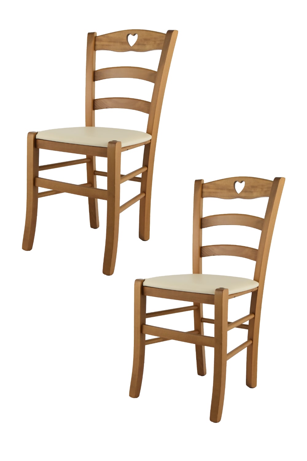 T M C S 2er Set Stühle aus Buchenholz mit Kunstleder-Sitz, Braun und Beige style landhaus Braun