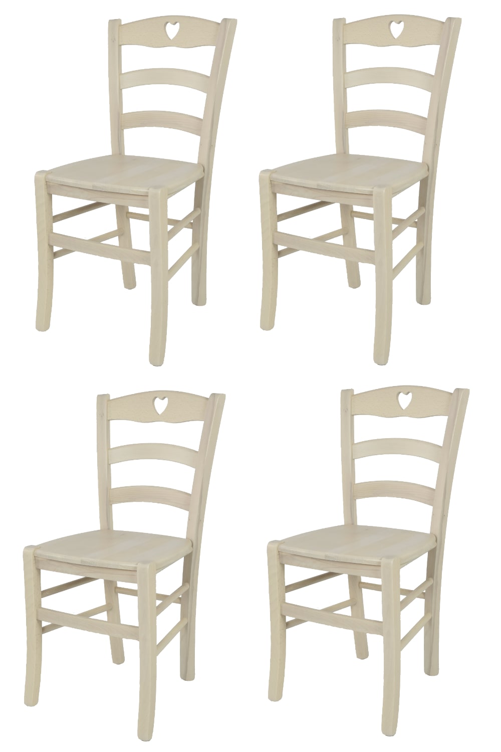 T M C S 4er Set Stühle aus Buchenholz, Anilinfarbe Weiß style landhaus Weiß