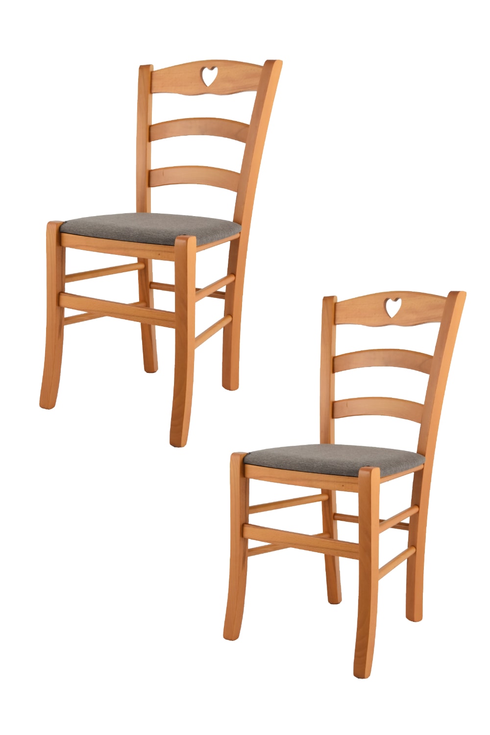 T M C S 2er Set Stühle aus Buchenholz mit Stoff-Sitz, Honigfarbe und Braun style landhaus Braun