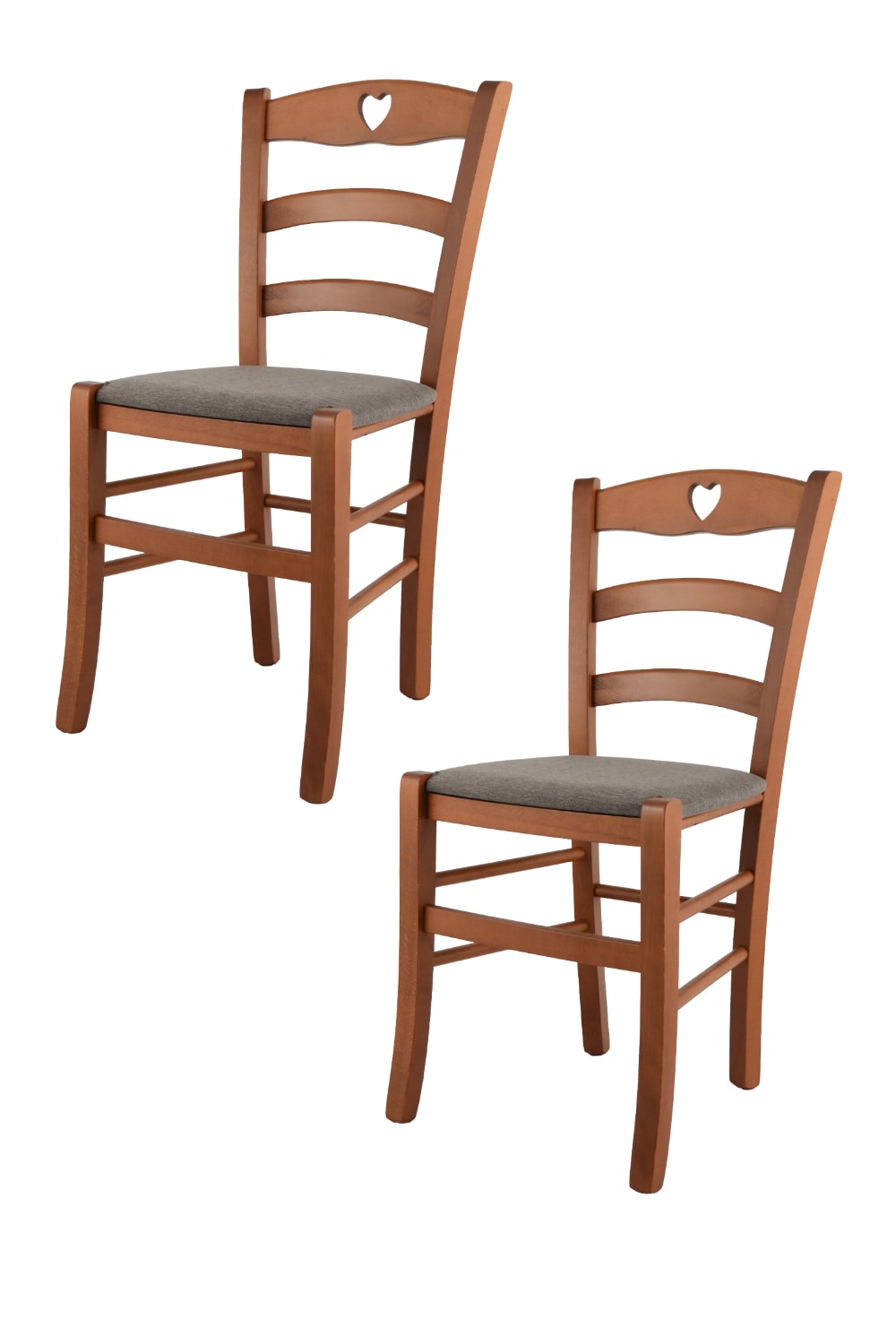 T M C S 2er Set Stühle aus Buchenholz mit Stoff-Sitz, Kirschbraun und Braun style landhaus - -