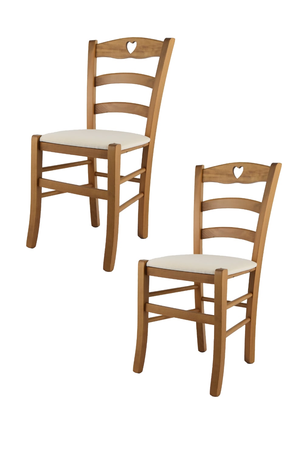 T M C S 2er Set Stühle aus Buchenholz mit Stoff-Sitz, Eichenbraun und Beige style landhaus - -
