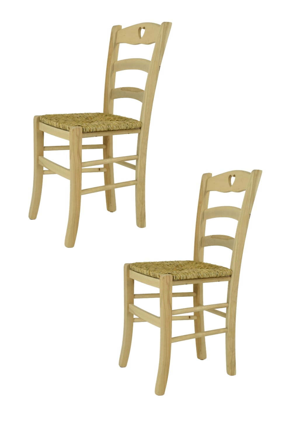 T M C S 2er Set Stühle aus Buchenholz mit Strohsitz, unbehandelt style landhaus Braun Naturfasern