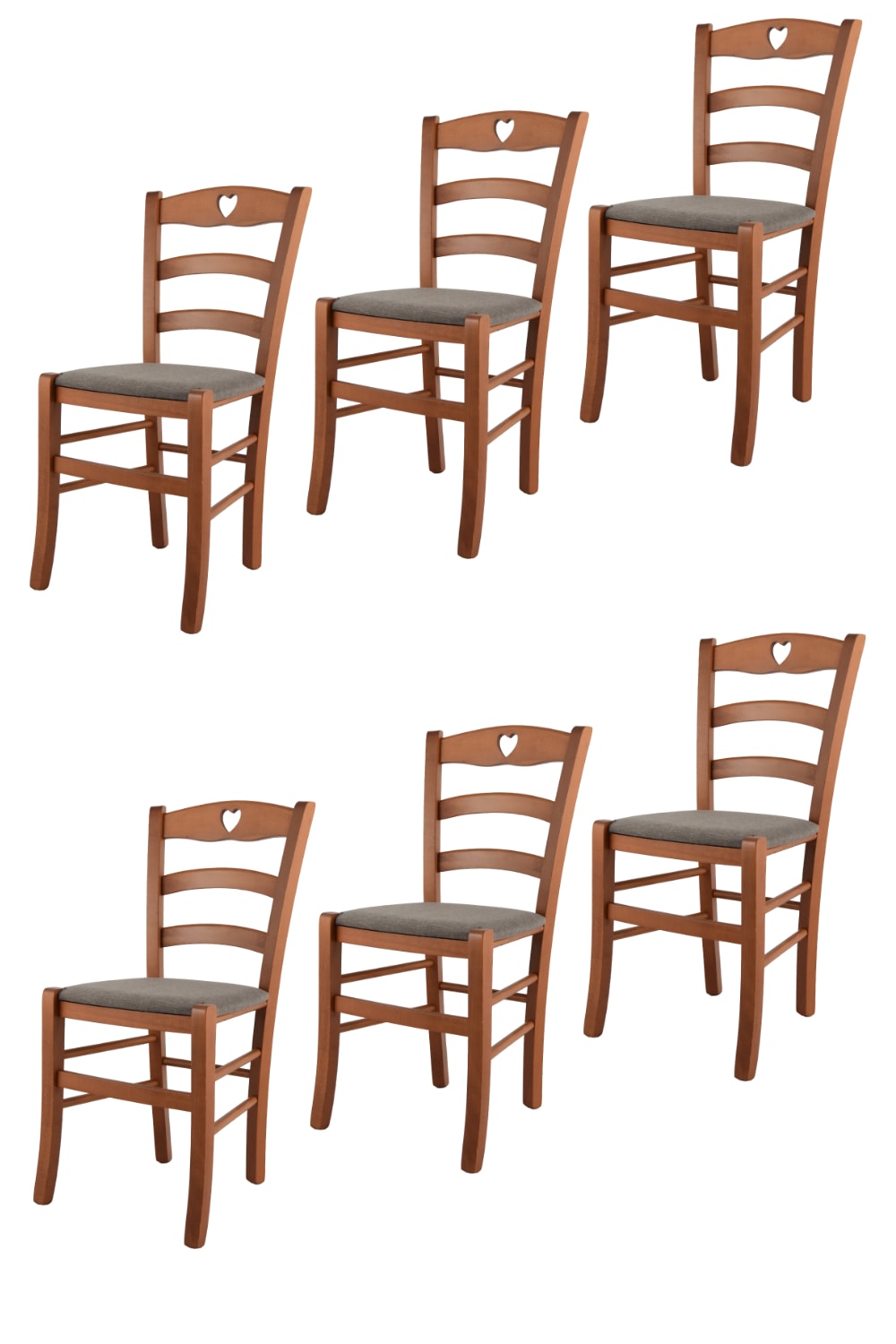 T M C S 6er Set Stühle aus Buchenholz mit Stoff-Sitz, Kirschbraun und Braun style landhaus - -