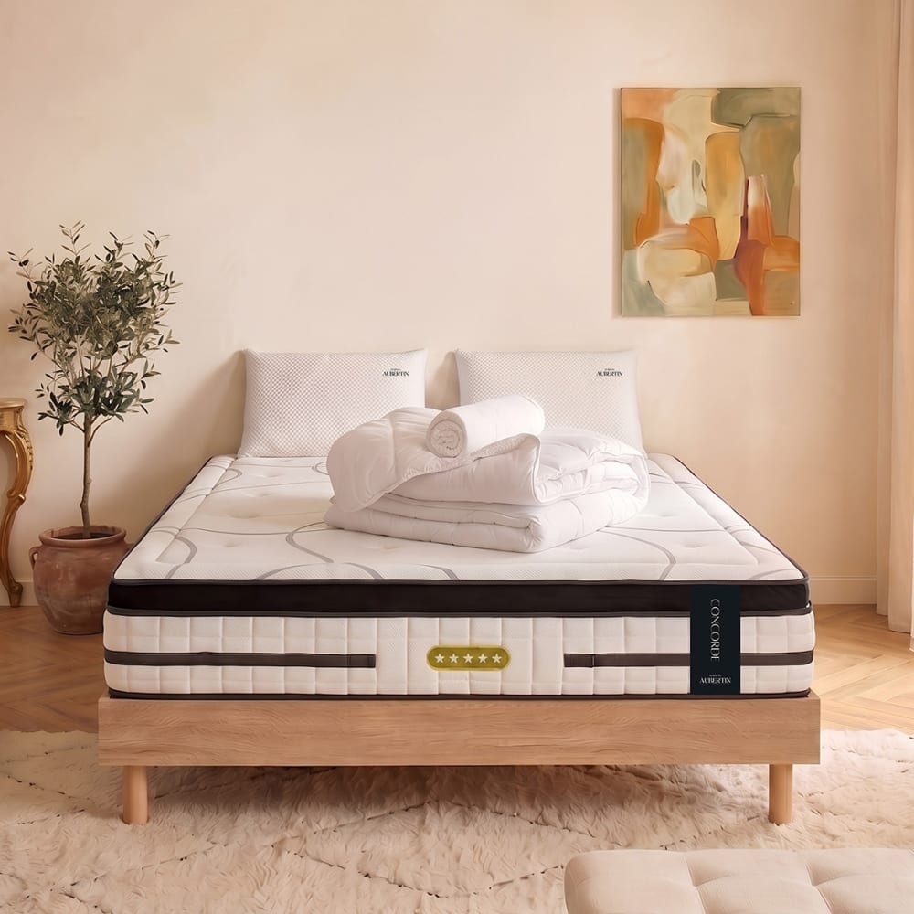 Prêt à dormir matelas ressorts mémoire h26 sommier bois 140x200 Prêt à dormir matelas ressorts mémoire h26 sommier bois 140x200
