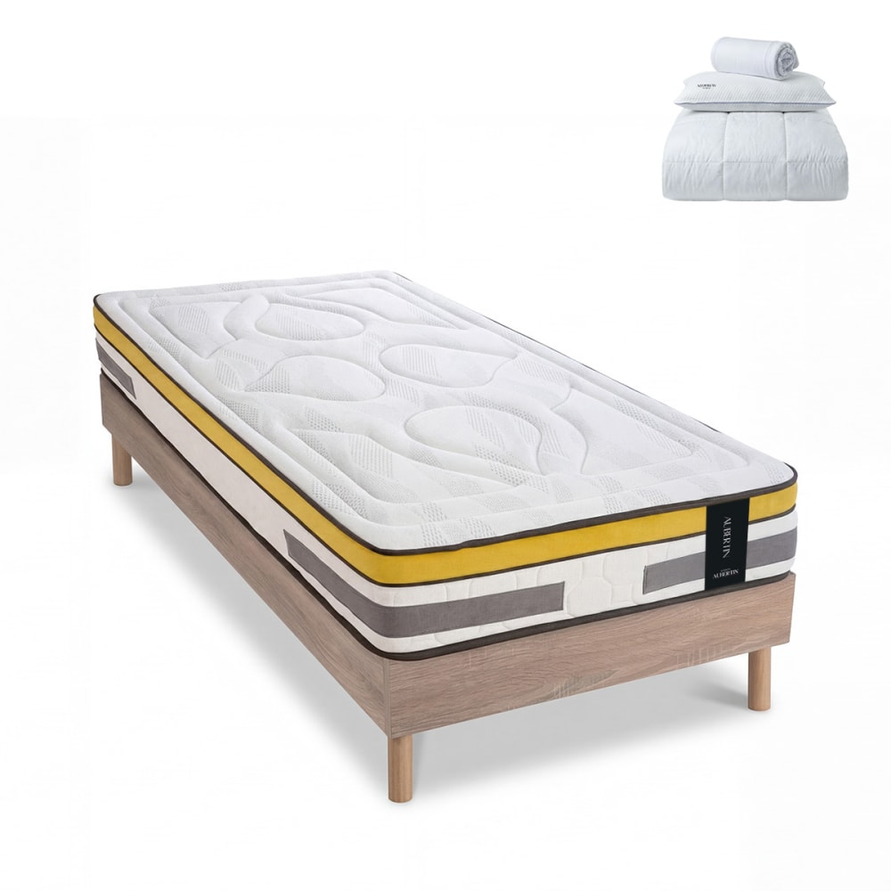 Prêt à dormir matelas ressorts mémoire h24 sommier bois 90x190 Prêt à dormir matelas ressorts mémoire h24 sommier bois 90x190