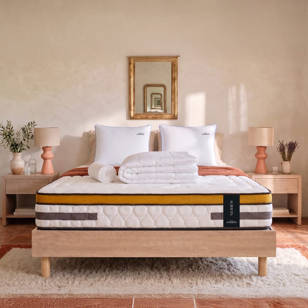 Prêt à dormir matelas ressorts mémoire h24 sommier bois 90x190 - Maisons du Monde