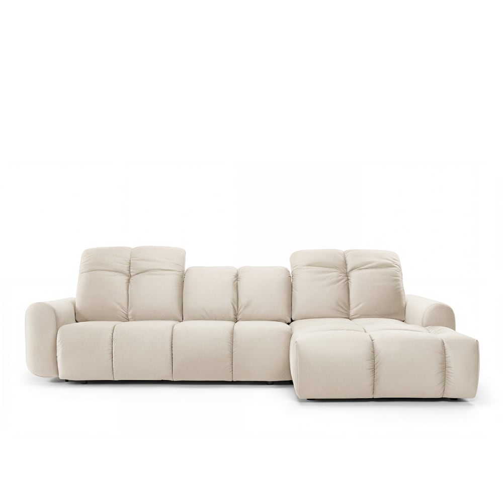 Canapé 3 places tissu convertible angle droit beige