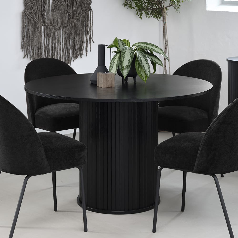 Table à manger ronde 4 personnes ø120 bois noir - Maisons du Monde